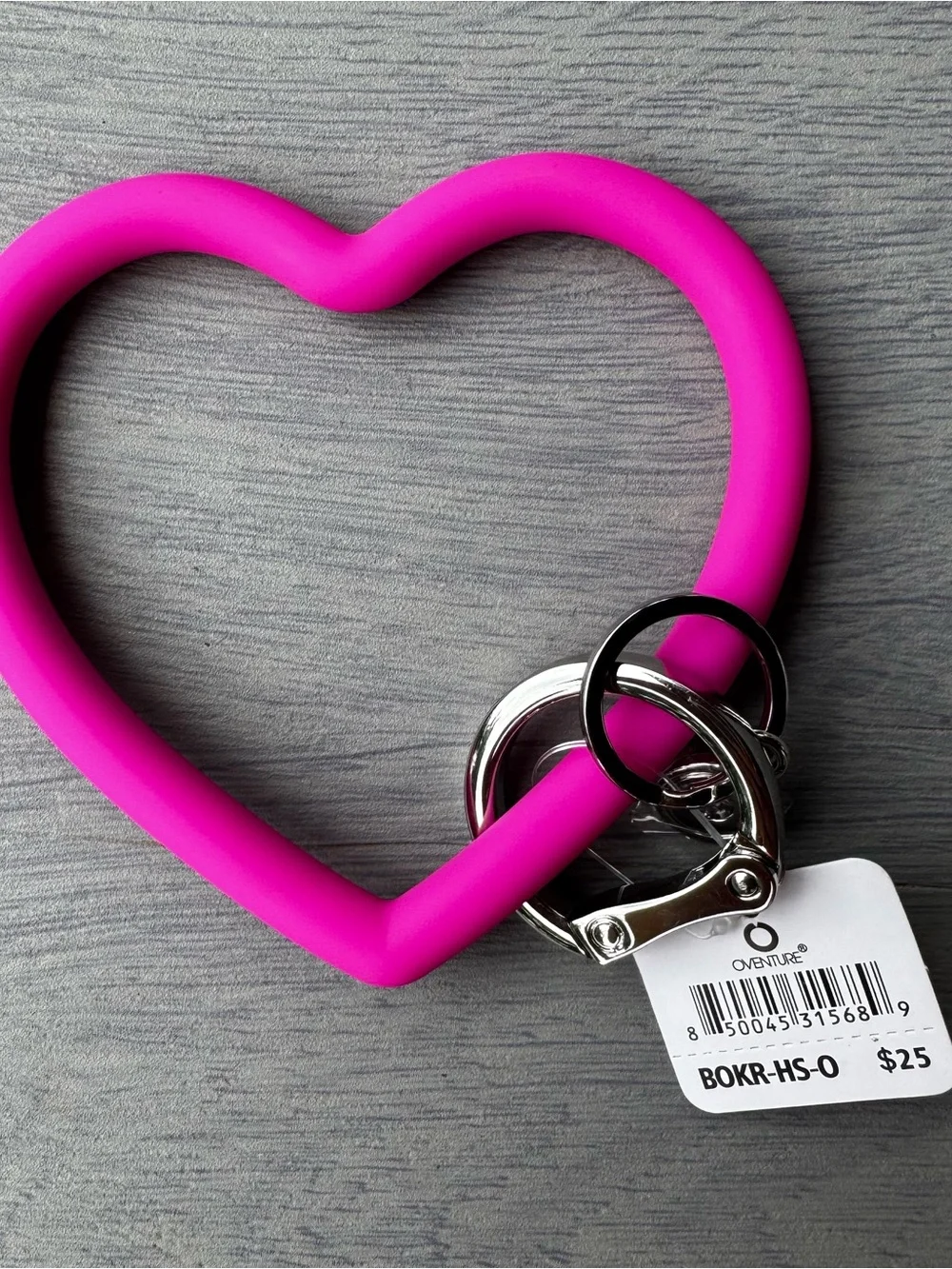 Heart-Shaped Pink Silicone Key Ring Wristlet by VENTURE - Picture 3 of 4